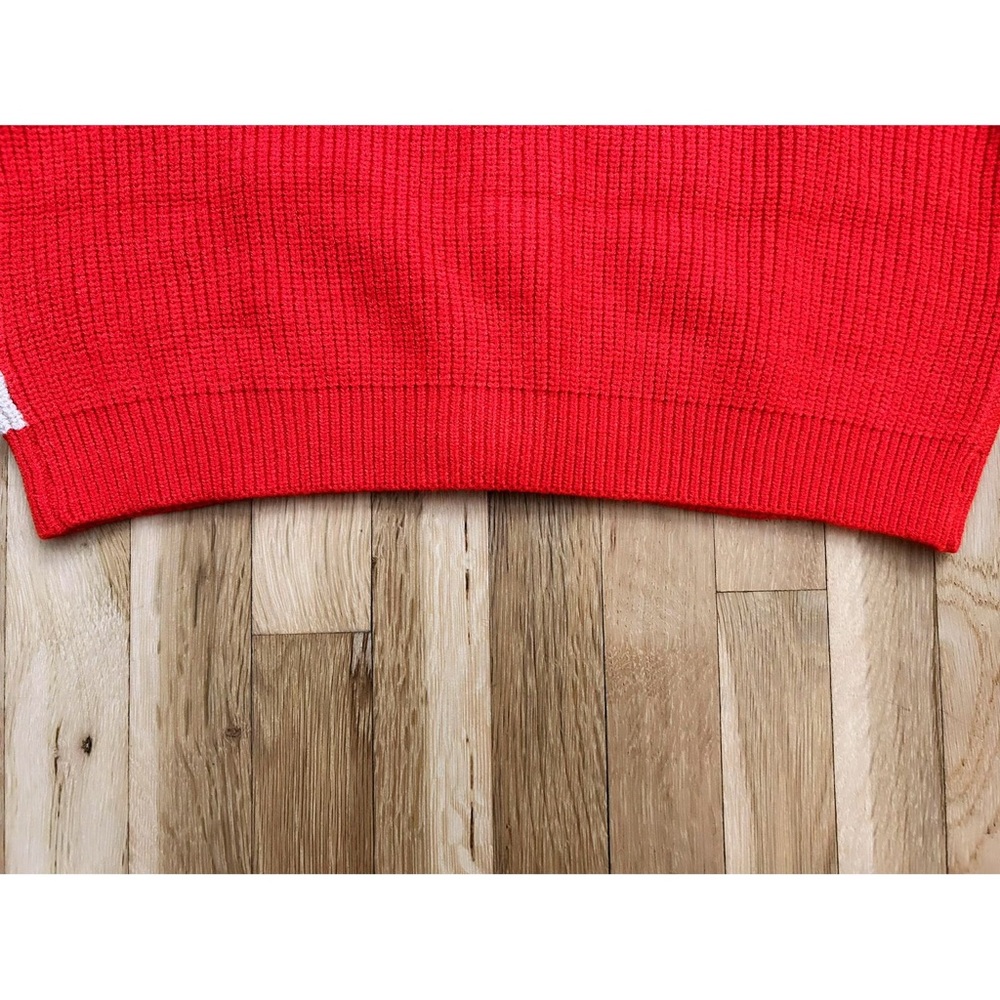 Lush Colorblock Red and Cream Cropped Button Cardigan - Picture 9 of 15